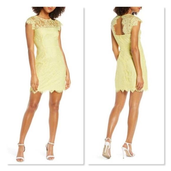 BB Dakota Jayce Lace Sheath Cocktail Dress size 8 in Citrus - NEW - Picture 1 of 14